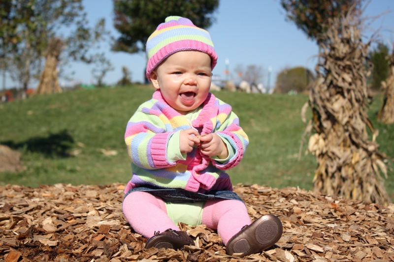 Baby girl with consignment clothes