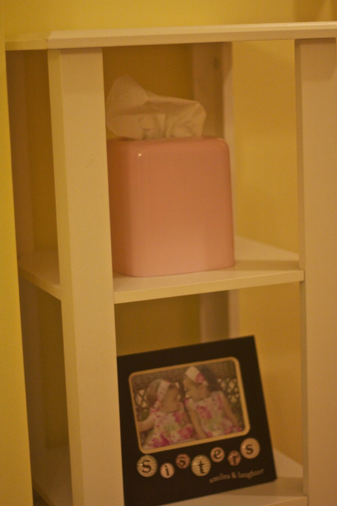 Here is the tissue box cover spray painted.