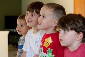 Some very mesmerized boys watched at the soap transformed in the microwave!