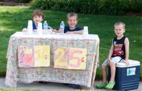The hardworking adorable boys waiting anxiously for cars to drive by!
