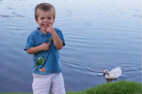So I admit the little one had more fun chasing ducks around than fishing!