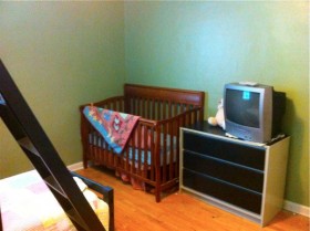 I love the way the dresser turned out with the grey trim.