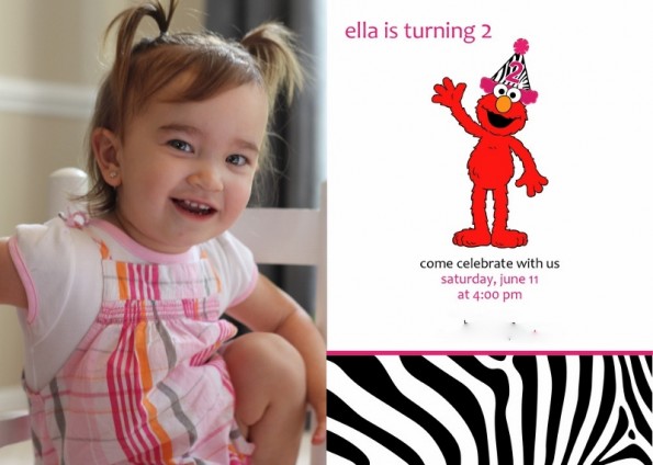 Zebra print and Elmo party invite