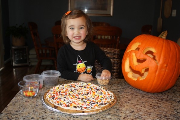 cookie cake helped by 2 year old