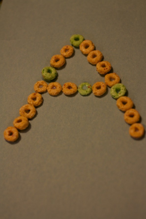 Creating an "A" from apple jacks