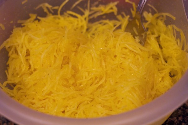 Start with cooked spaghetti squash
