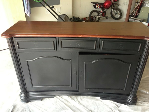 This is the buffet before.  With the black knobs and handles removed already.