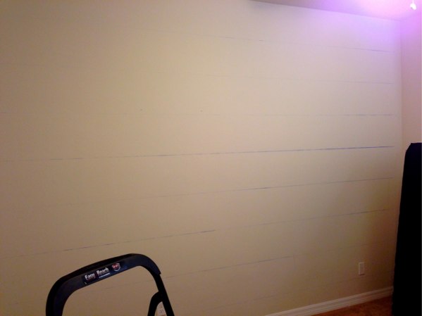 Here is one wall after making chalk lines.